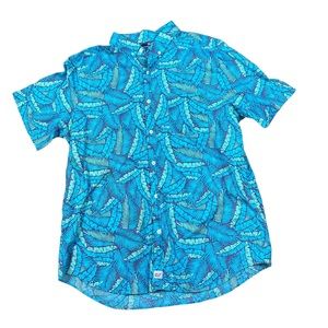 VINEYARD VINES: Mens Blue Slim Island Palms Murray Shirt -Size Large